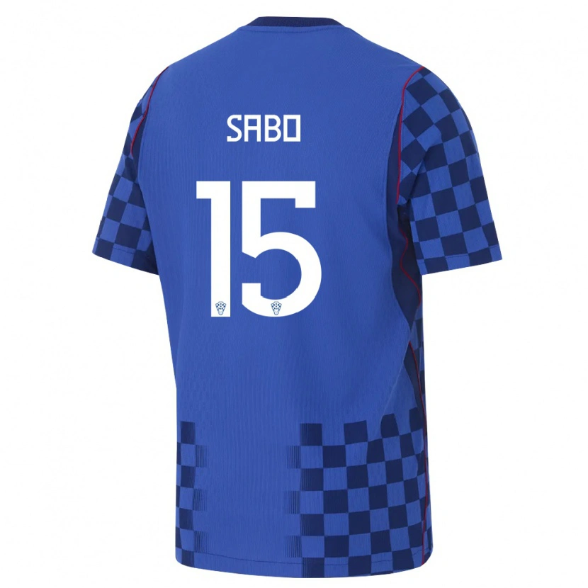 Danxen Hombre Camiseta Croacia Mateo Sabo #15 Azul Marino Rojo 2ª Equipación 26-28 La Camisa México