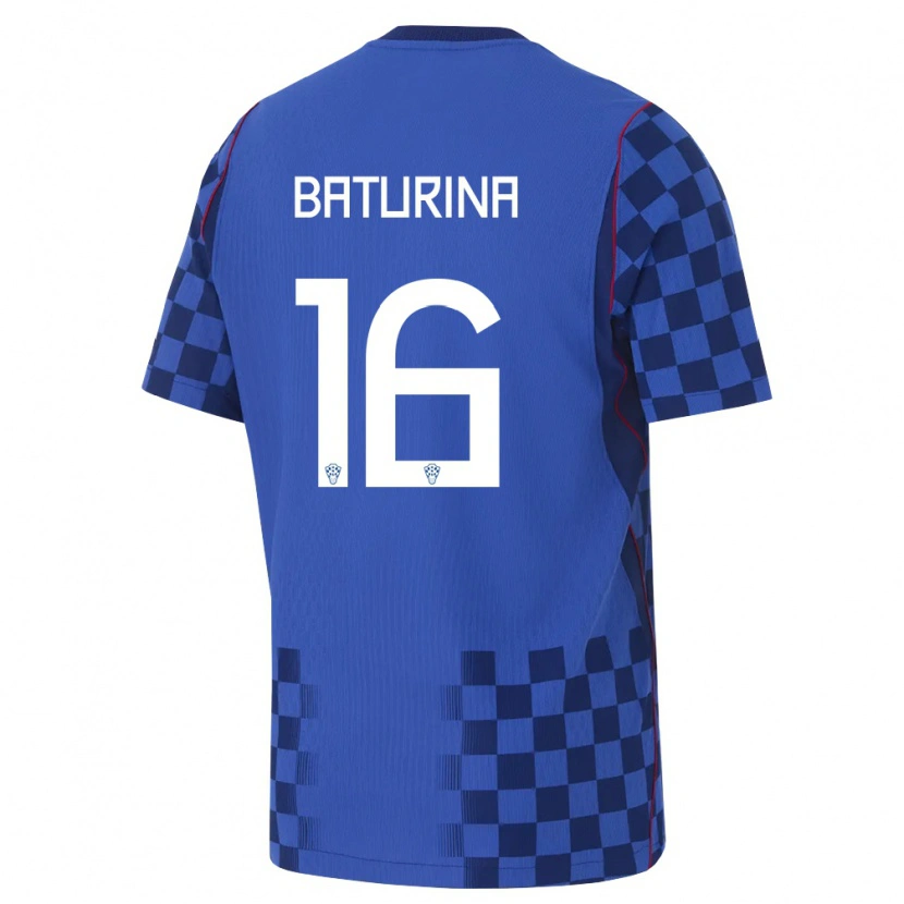 Danxen Hombre Camiseta Croacia Martin Baturina #16 Azul Marino Rojo 2ª Equipación 26-28 La Camisa México