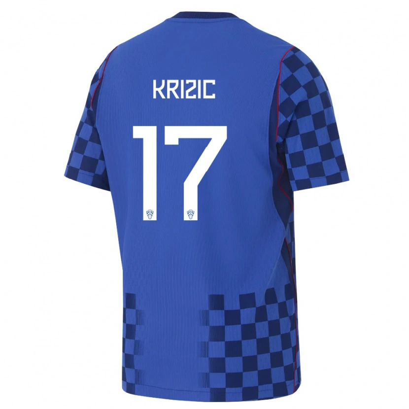 Danxen Hombre Camiseta Croacia Ivan Krizic #17 Azul Marino Rojo 2ª Equipación 26-28 La Camisa México