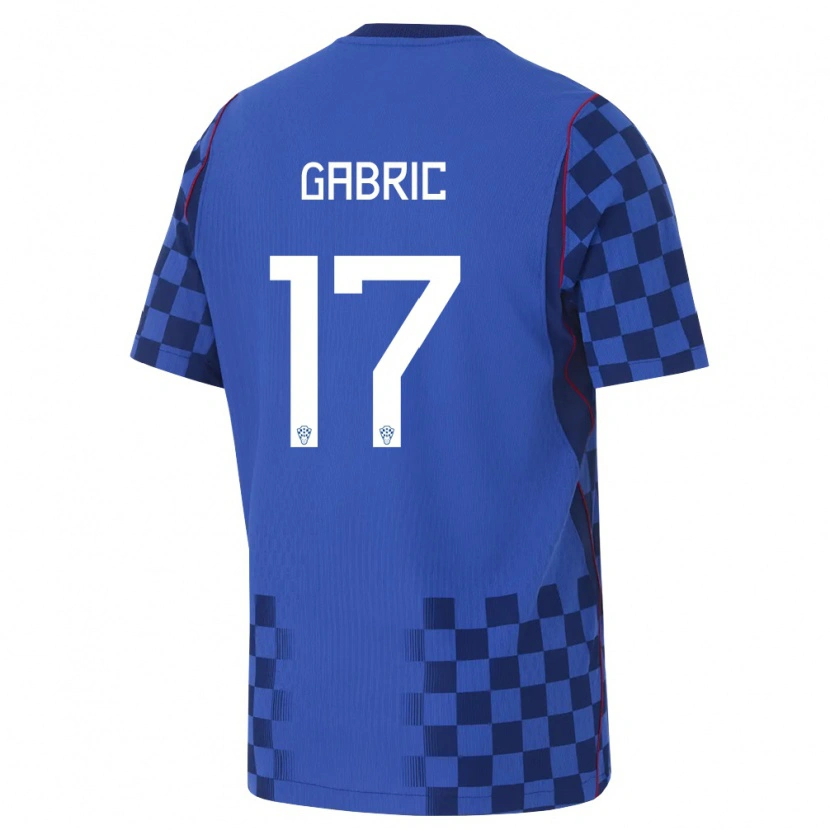 Danxen Hombre Camiseta Croacia Roko Gabric #17 Azul Marino Rojo 2ª Equipación 26-28 La Camisa México