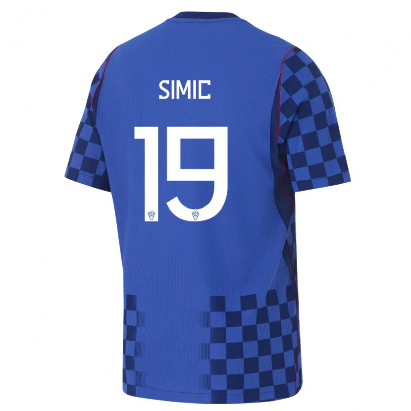 Danxen Hombre Camiseta Croacia Dominik Simic #19 Azul Marino Rojo 2ª Equipación 26-28 La Camisa México