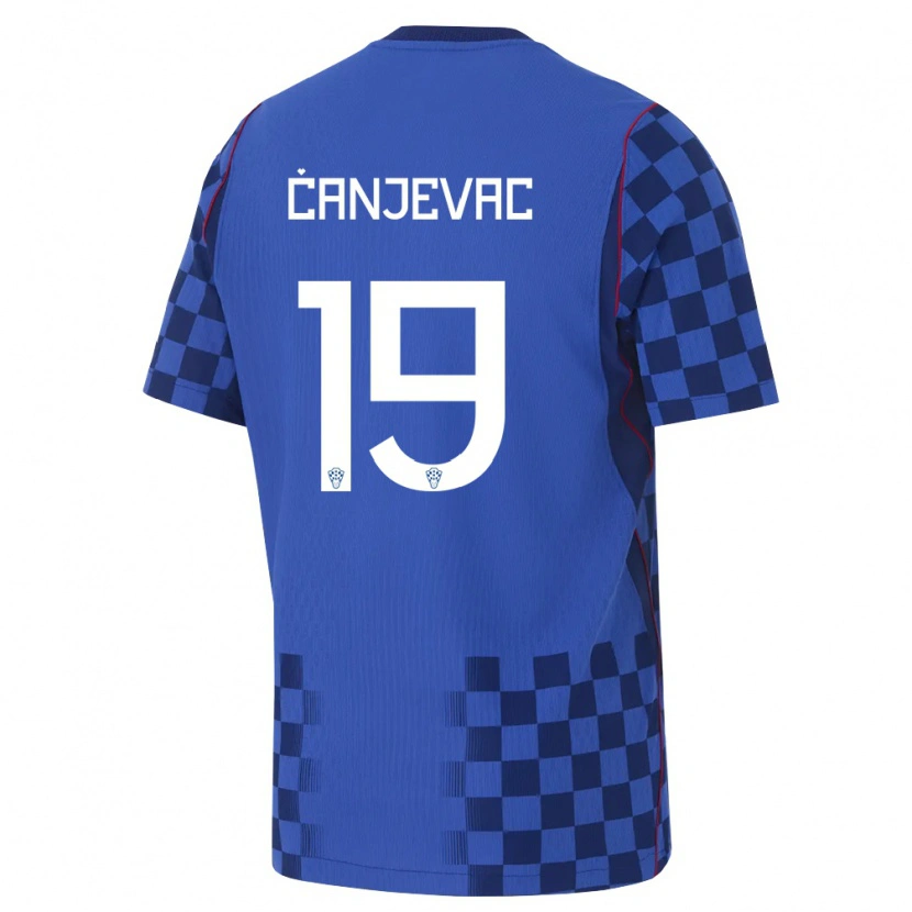 Danxen Hombre Camiseta Croacia Janja Canjevac #19 Azul Marino Rojo 2ª Equipación 26-28 La Camisa México