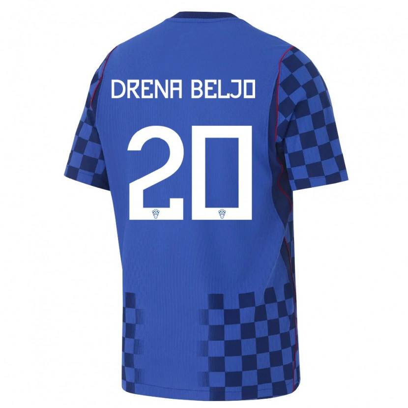 Danxen Hombre Camiseta Croacia Dion Drena Beljo #20 Azul Marino Rojo 2ª Equipación 26-28 La Camisa México