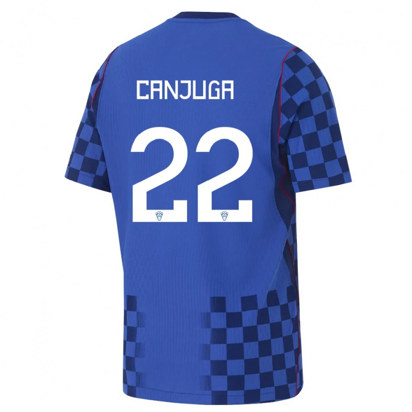 Danxen Hombre Camiseta Croacia Ivan Canjuga #22 Azul Marino Rojo 2ª Equipación 26-28 La Camisa México