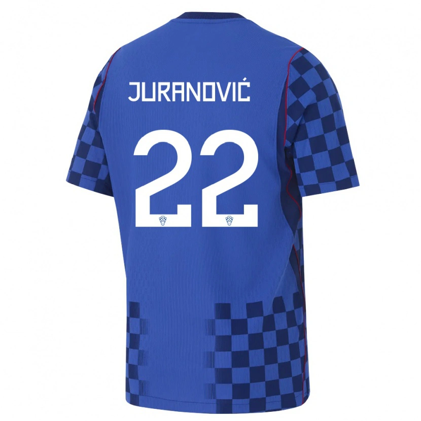 Danxen Hombre Camiseta Croacia Josip Juranovic #22 Azul Marino Rojo 2ª Equipación 26-28 La Camisa México