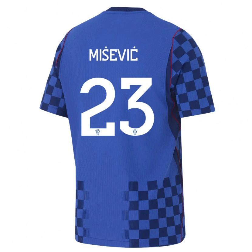 Danxen Hombre Camiseta Croacia Luigi Misevic #23 Azul Marino Rojo 2ª Equipación 26-28 La Camisa México