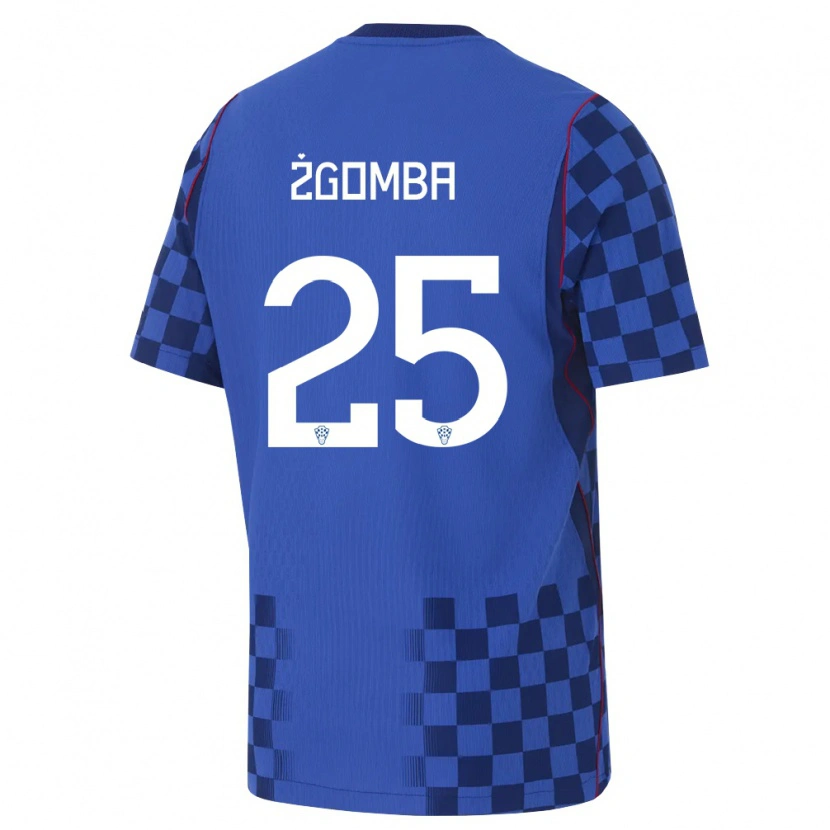 Danxen Hombre Camiseta Croacia Marin Zgomba #25 Azul Marino Rojo 2ª Equipación 26-28 La Camisa México
