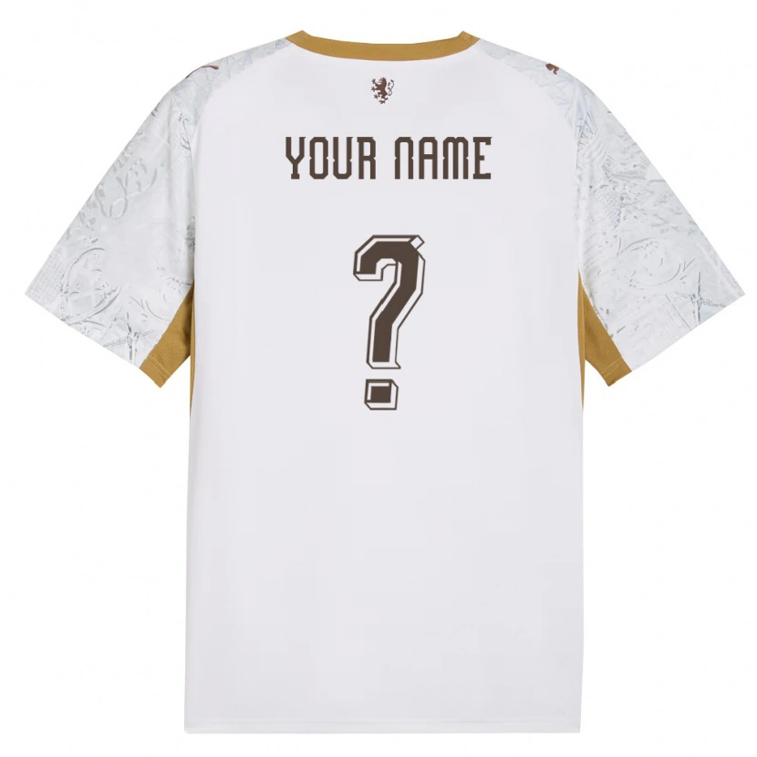 Danxen Hombre Camiseta Chequia Su Nombre #0 Marfil Oro Gris 2ª Equipación 26-28 La Camisa México