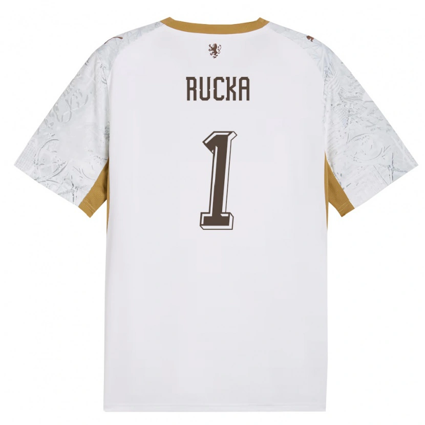 Danxen Hombre Camiseta Chequia Filip Rucka #1 Marfil Oro Gris 2ª Equipación 26-28 La Camisa México
