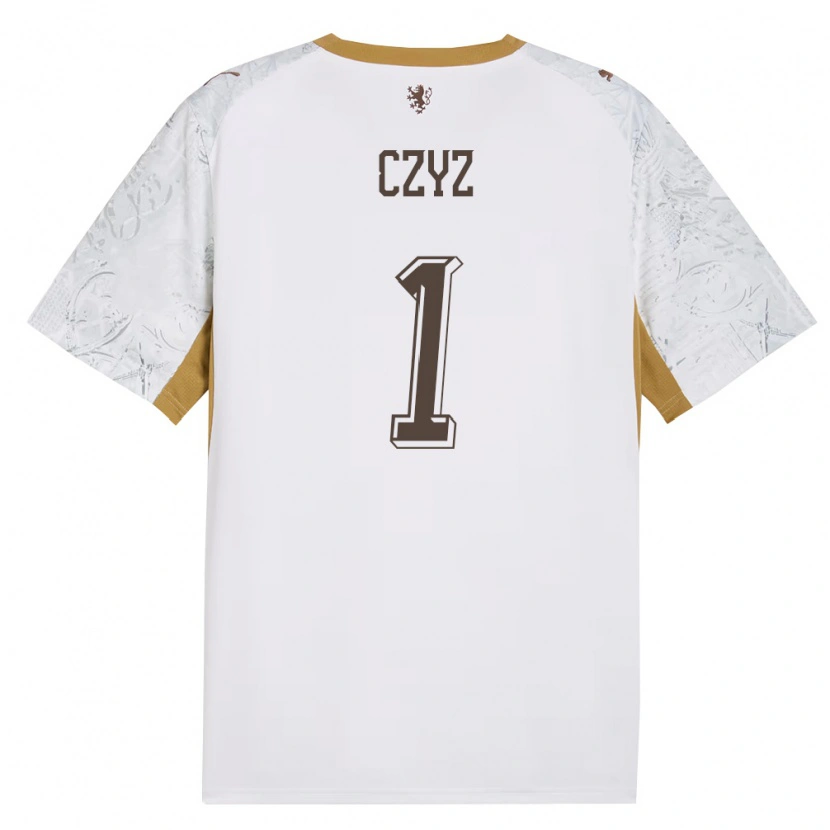 Danxen Hombre Camiseta Chequia Ondrej Czyz #1 Marfil Oro Gris 2ª Equipación 26-28 La Camisa México