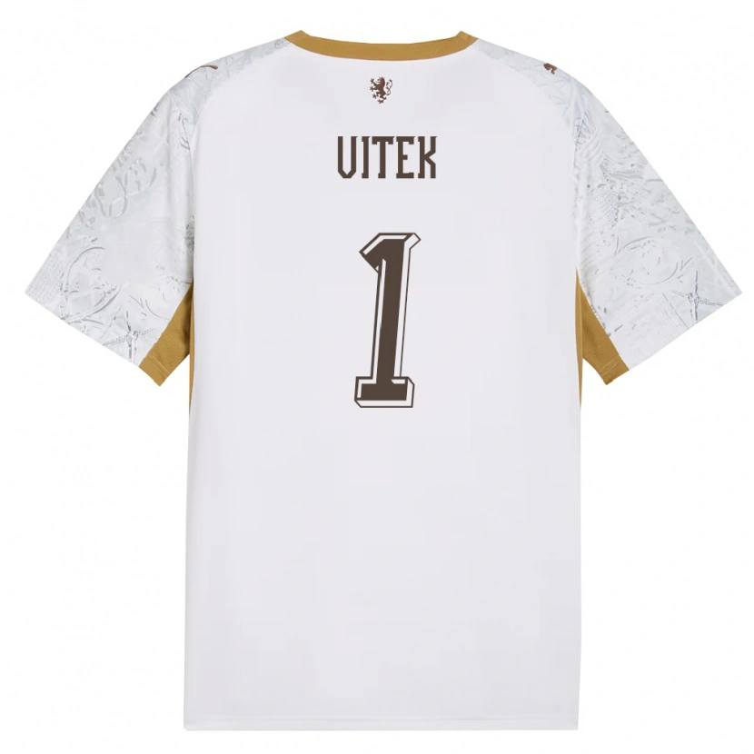 Danxen Hombre Camiseta Chequia Radek Vitek #1 Marfil Oro Gris 2ª Equipación 26-28 La Camisa México
