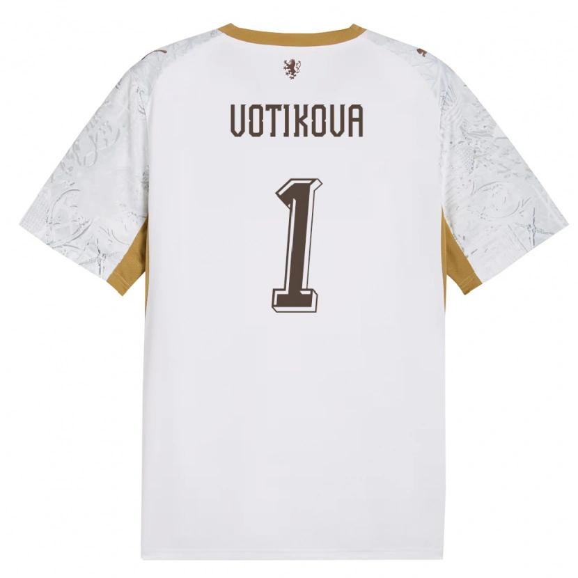 Danxen Hombre Camiseta Chequia Barbora Votíková #1 Marfil Oro Gris 2ª Equipación 26-28 La Camisa México