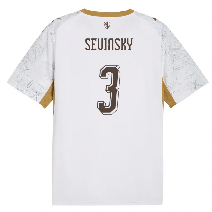 Danxen Hombre Camiseta Chequia Adam Sevinsky #3 Marfil Oro Gris 2ª Equipación 26-28 La Camisa México