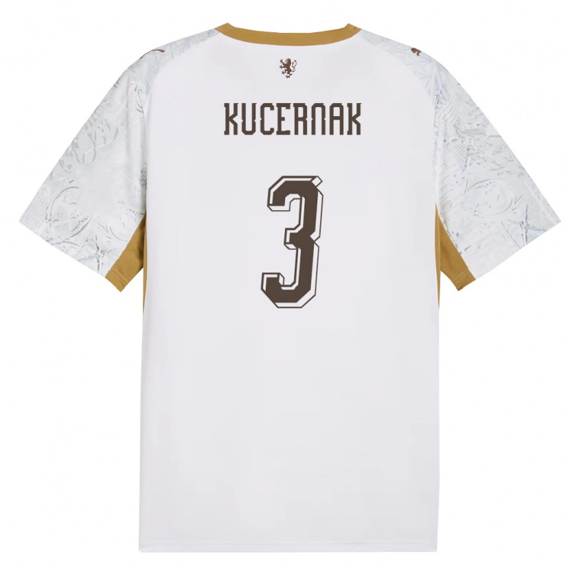 Danxen Hombre Camiseta Chequia Filip Kucernak #3 Marfil Oro Gris 2ª Equipación 26-28 La Camisa México