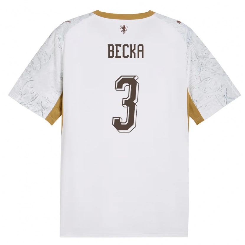 Danxen Hombre Camiseta Chequia Patrik Becka #3 Marfil Oro Gris 2ª Equipación 26-28 La Camisa México