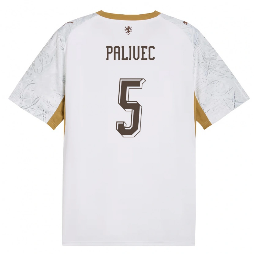 Danxen Hombre Camiseta Chequia Jachym Palivec #5 Marfil Oro Gris 2ª Equipación 26-28 La Camisa México