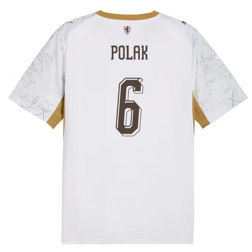 Danxen Hombre Camiseta Chequia Daniel Polak #6 Marfil Oro Gris 2ª Equipación 26-28 La Camisa México