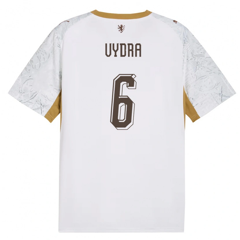 Danxen Hombre Camiseta Chequia Patrik Vydra #6 Marfil Oro Gris 2ª Equipación 26-28 La Camisa México