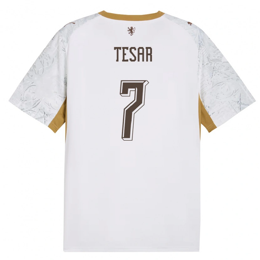 Danxen Hombre Camiseta Chequia Simon Tesar #7 Marfil Oro Gris 2ª Equipación 26-28 La Camisa México