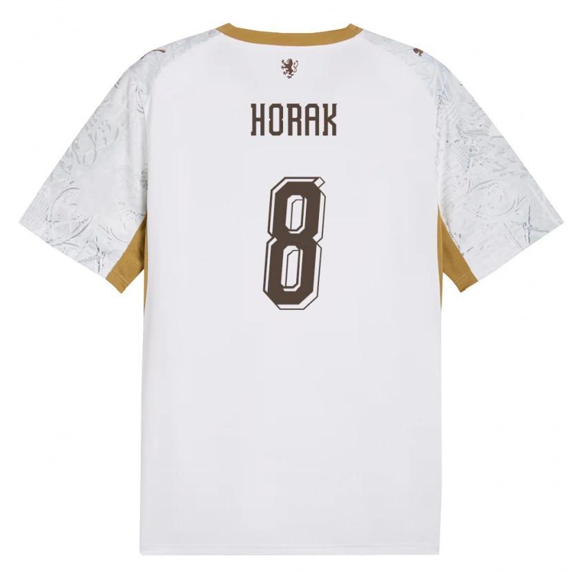 Danxen Hombre Camiseta Chequia Roman Horak #8 Marfil Oro Gris 2ª Equipación 26-28 La Camisa México
