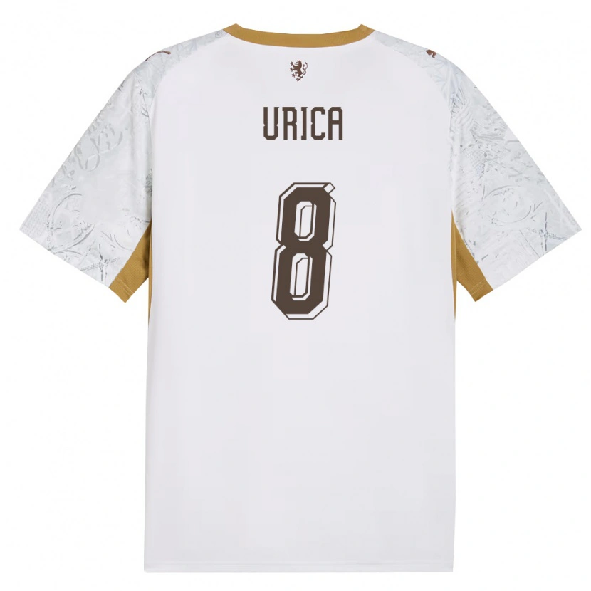 Danxen Hombre Camiseta Chequia Adam Urica #8 Marfil Oro Gris 2ª Equipación 26-28 La Camisa México