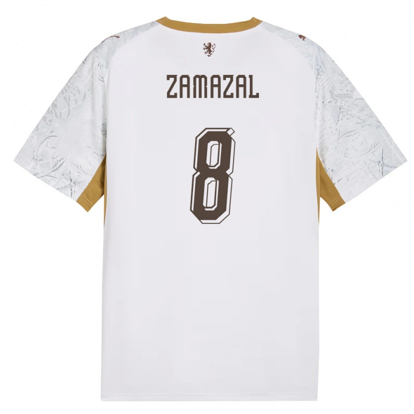 Danxen Hombre Camiseta Chequia Denis Zamazal #8 Marfil Oro Gris 2ª Equipación 26-28 La Camisa México