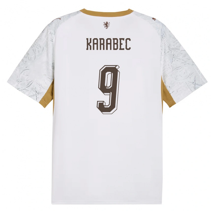 Danxen Hombre Camiseta Chequia Adam Karabec #9 Marfil Oro Gris 2ª Equipación 26-28 La Camisa México