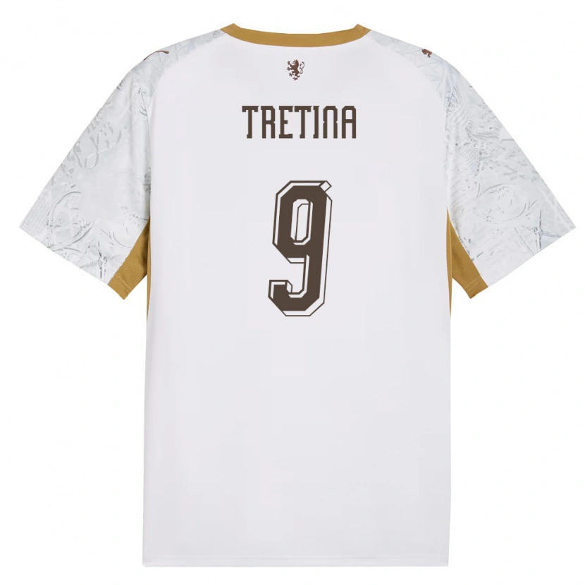 Danxen Hombre Camiseta Chequia Jan Tretina #9 Marfil Oro Gris 2ª Equipación 26-28 La Camisa México