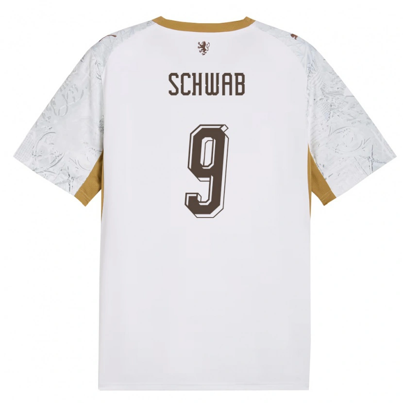 Danxen Hombre Camiseta Chequia Ondrej Schwab #9 Marfil Oro Gris 2ª Equipación 26-28 La Camisa México
