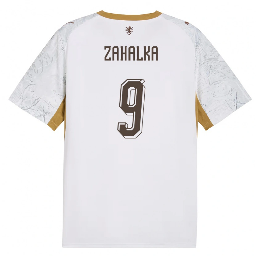 Danxen Hombre Camiseta Chequia Filip Zahalka #9 Marfil Oro Gris 2ª Equipación 26-28 La Camisa México