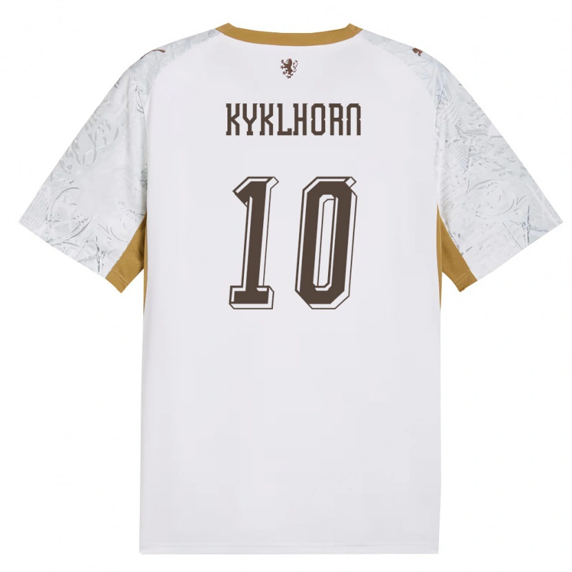 Danxen Hombre Camiseta Chequia Jan Kyklhorn #10 Marfil Oro Gris 2ª Equipación 26-28 La Camisa México