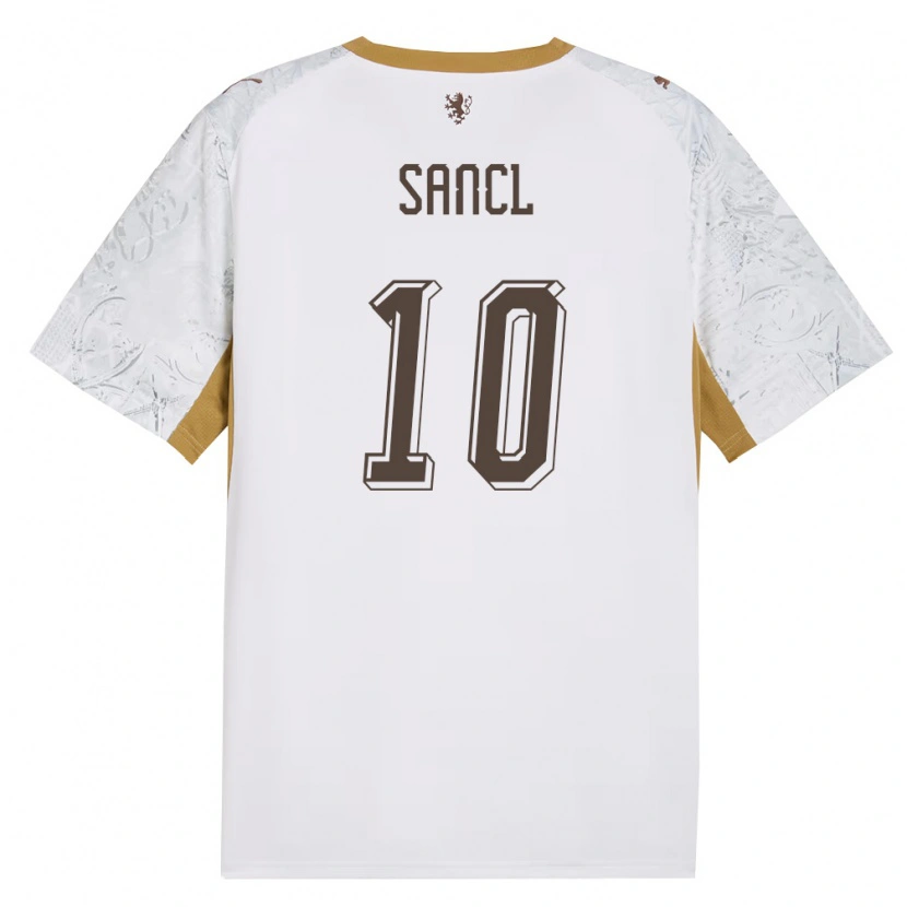 Danxen Hombre Camiseta Chequia Filip Sancl #10 Marfil Oro Gris 2ª Equipación 26-28 La Camisa México