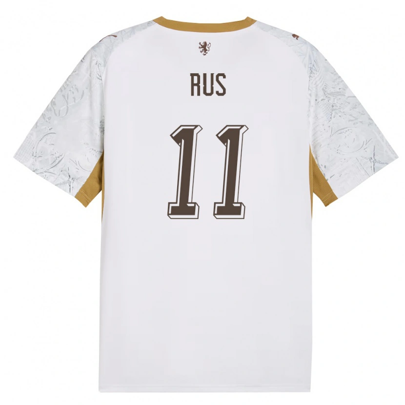 Danxen Hombre Camiseta Chequia Daniel Rus #11 Marfil Oro Gris 2ª Equipación 26-28 La Camisa México