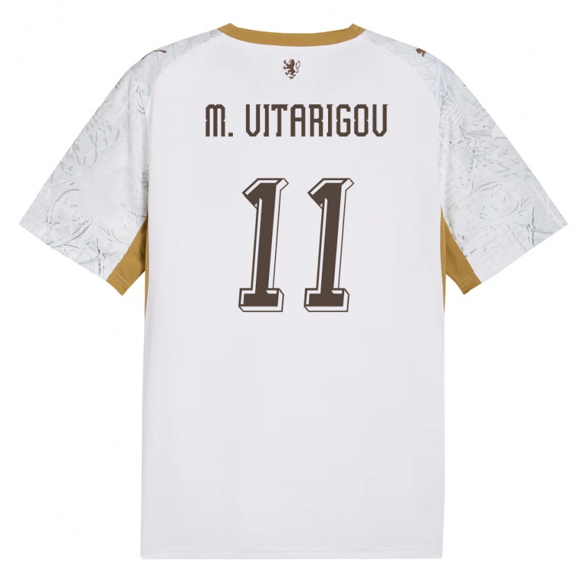 Danxen Hombre Camiseta Chequia Mikael Vitarigov #11 Marfil Oro Gris 2ª Equipación 26-28 La Camisa México