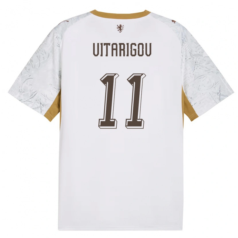 Danxen Hombre Camiseta Chequia Arsen Vitarigov #11 Marfil Oro Gris 2ª Equipación 26-28 La Camisa México