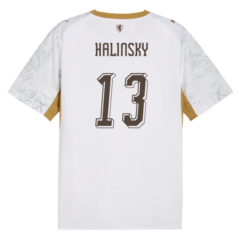 Danxen Hombre Camiseta Chequia Denis Halinsky #13 Marfil Oro Gris 2ª Equipación 26-28 La Camisa México
