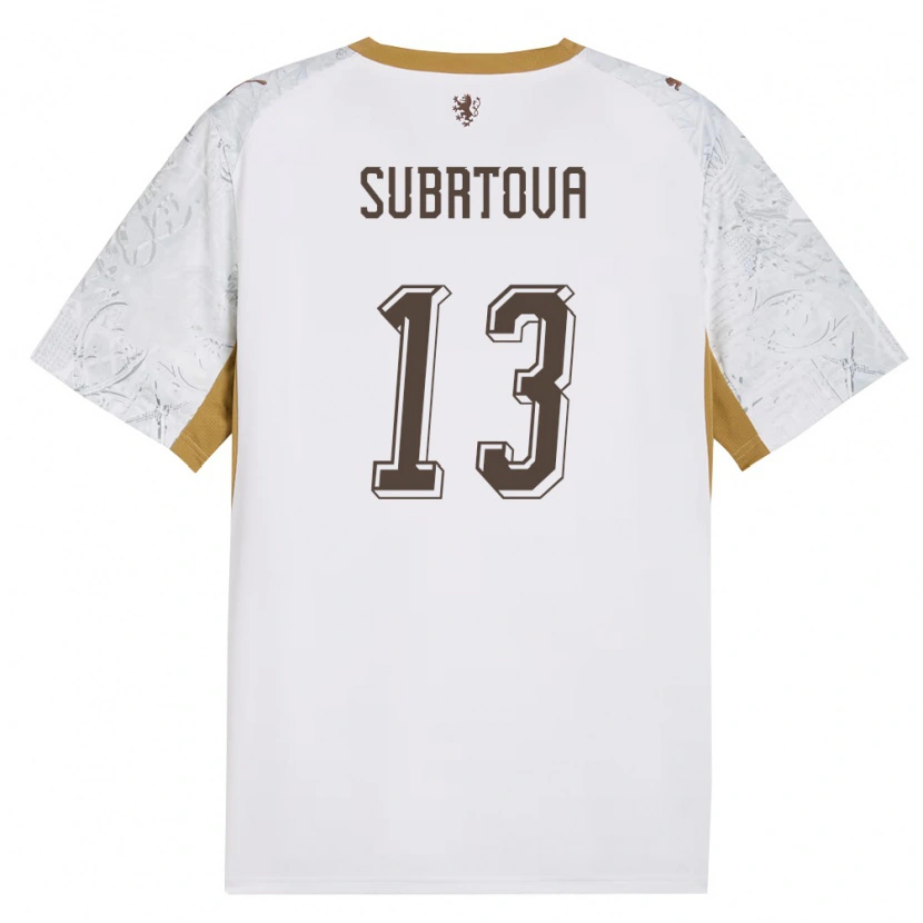 Danxen Hombre Camiseta Chequia Anna Šubrtová #13 Marfil Oro Gris 2ª Equipación 26-28 La Camisa México