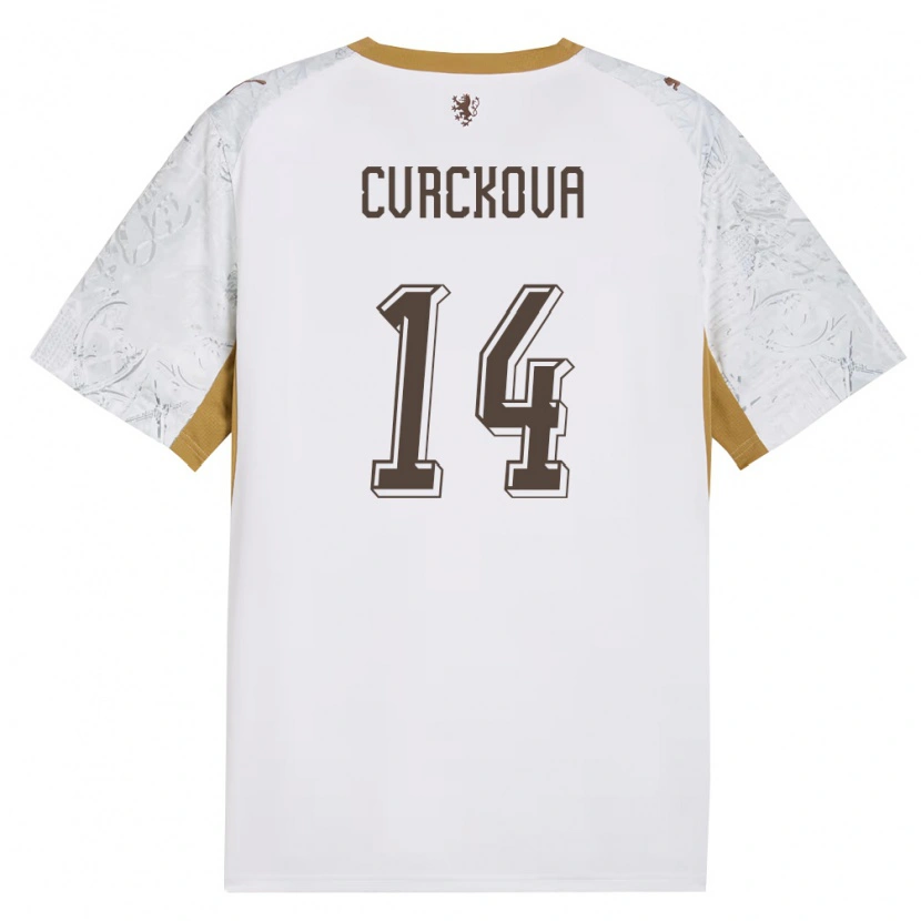 Danxen Hombre Camiseta Chequia Klára Cvrčková #14 Marfil Oro Gris 2ª Equipación 26-28 La Camisa México