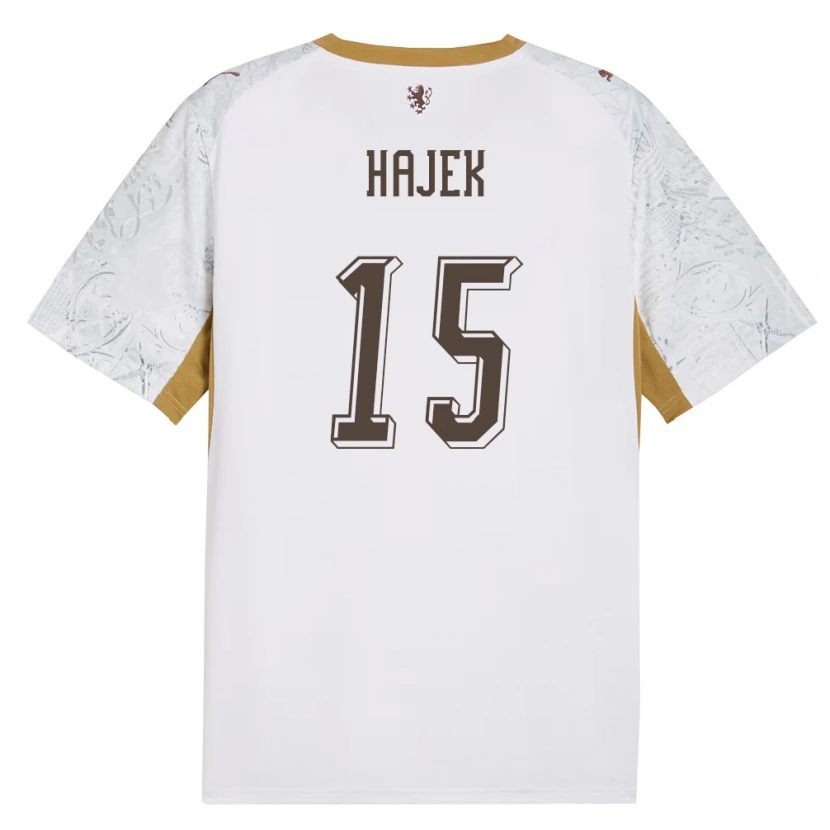 Danxen Hombre Camiseta Chequia Jan Hajek #15 Marfil Oro Gris 2ª Equipación 26-28 La Camisa México