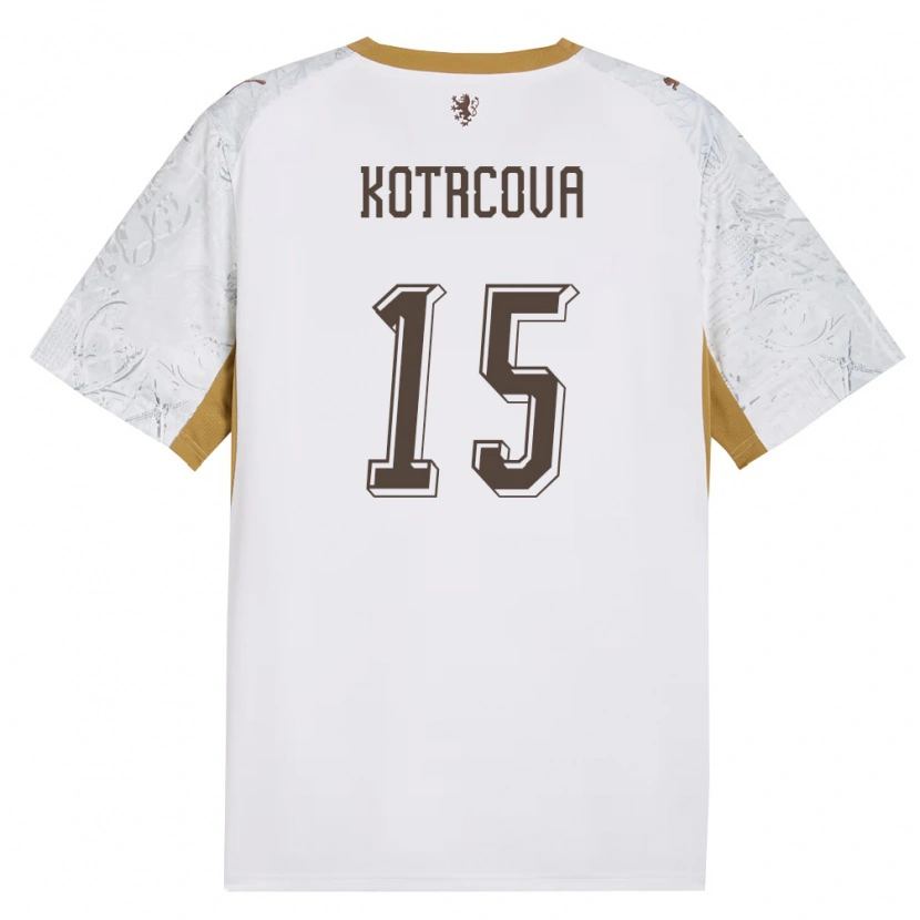 Danxen Hombre Camiseta Chequia Kateřina Kotrčová #15 Marfil Oro Gris 2ª Equipación 26-28 La Camisa México