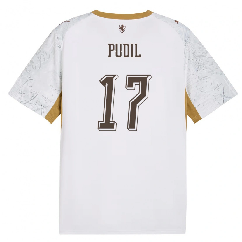 Danxen Hombre Camiseta Chequia Milos Pudil #17 Marfil Oro Gris 2ª Equipación 26-28 La Camisa México