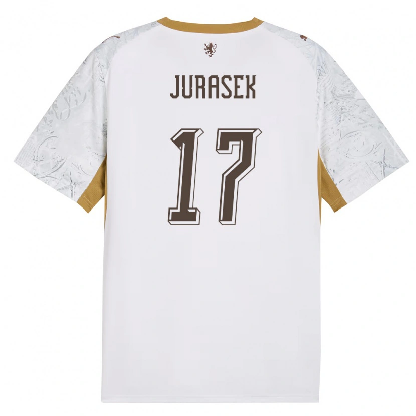 Danxen Hombre Camiseta Chequia Patrik Jurasek #17 Marfil Oro Gris 2ª Equipación 26-28 La Camisa México