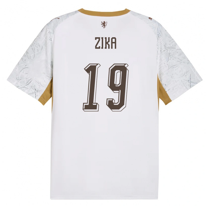 Danxen Hombre Camiseta Chequia Petr Zika #19 Marfil Oro Gris 2ª Equipación 26-28 La Camisa México