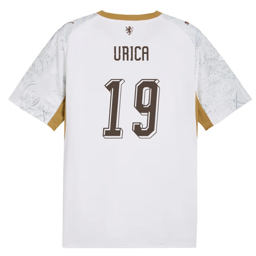 Danxen Hombre Camiseta Chequia Filip Urica #19 Marfil Oro Gris 2ª Equipación 26-28 La Camisa México
