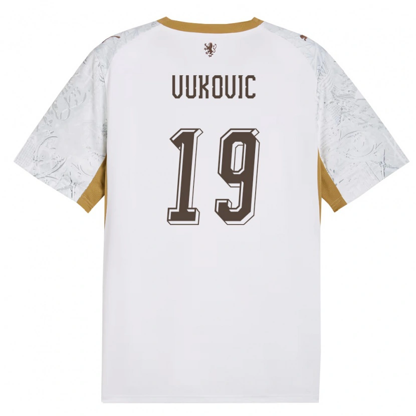 Danxen Hombre Camiseta Chequia Kristian Vukovic #19 Marfil Oro Gris 2ª Equipación 26-28 La Camisa México