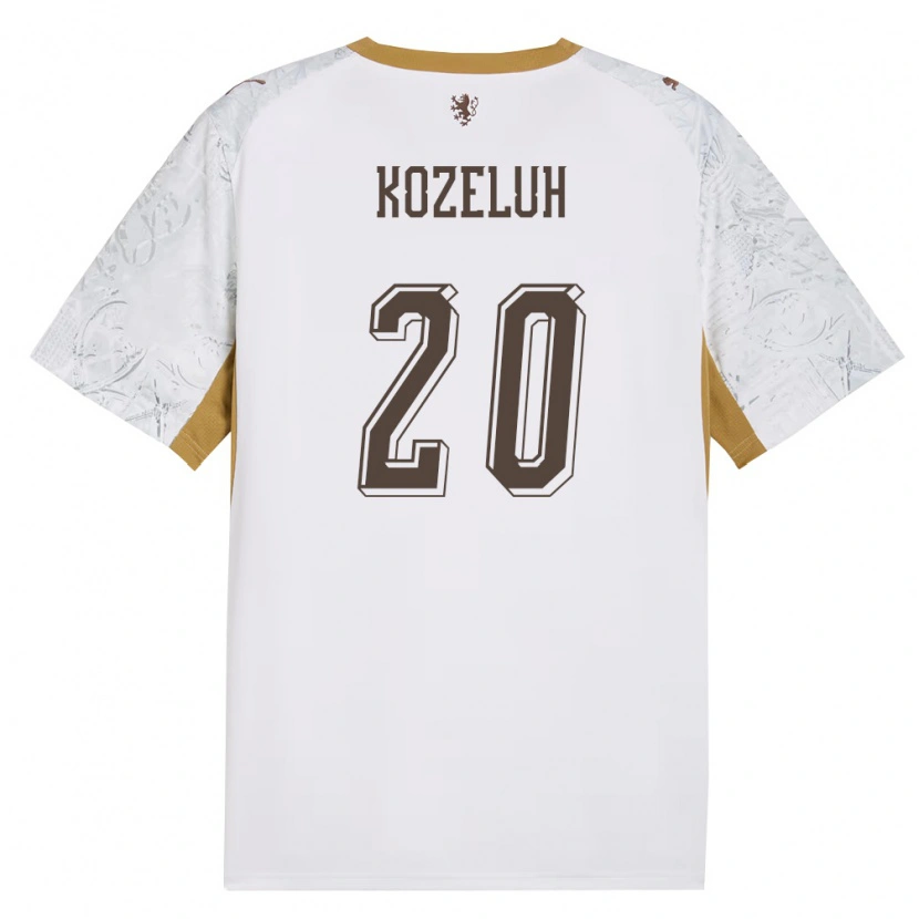 Danxen Hombre Camiseta Chequia Josef Kozeluh #20 Marfil Oro Gris 2ª Equipación 26-28 La Camisa México