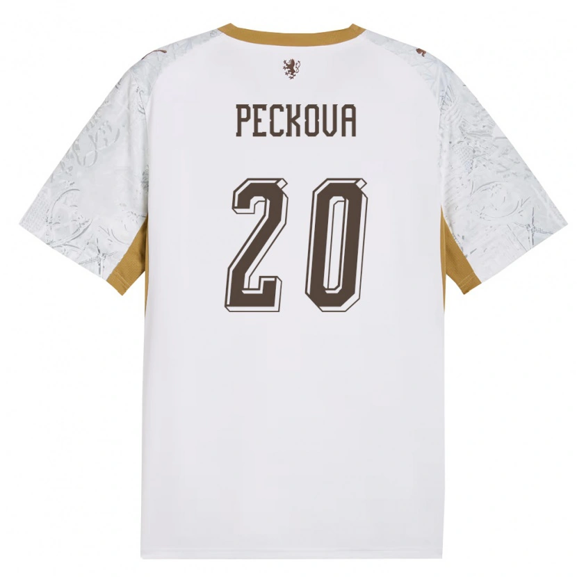 Danxen Hombre Camiseta Chequia Alena Pěčková #20 Marfil Oro Gris 2ª Equipación 26-28 La Camisa México