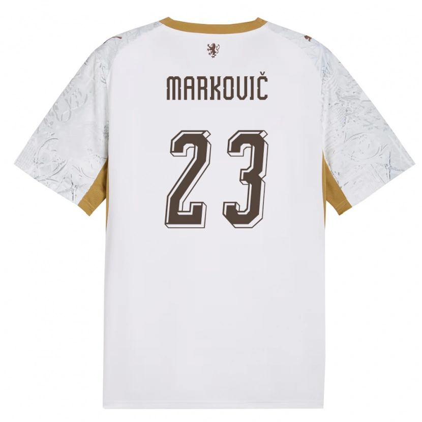 Danxen Hombre Camiseta Chequia Jakub Markovic #23 Marfil Oro Gris 2ª Equipación 26-28 La Camisa México