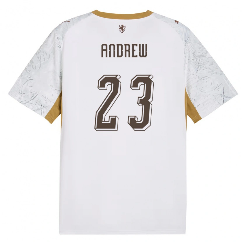 Danxen Hombre Camiseta Chequia Colin Andrew #23 Marfil Oro Gris 2ª Equipación 26-28 La Camisa México