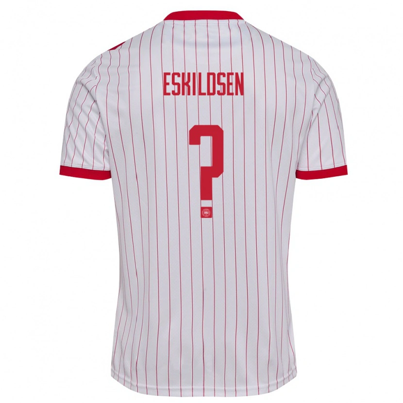 Danxen Hombre Camiseta Dinamarca Marcus Eskildsen #0 Blanco Rojo 2ª Equipación 26-28 La Camisa México